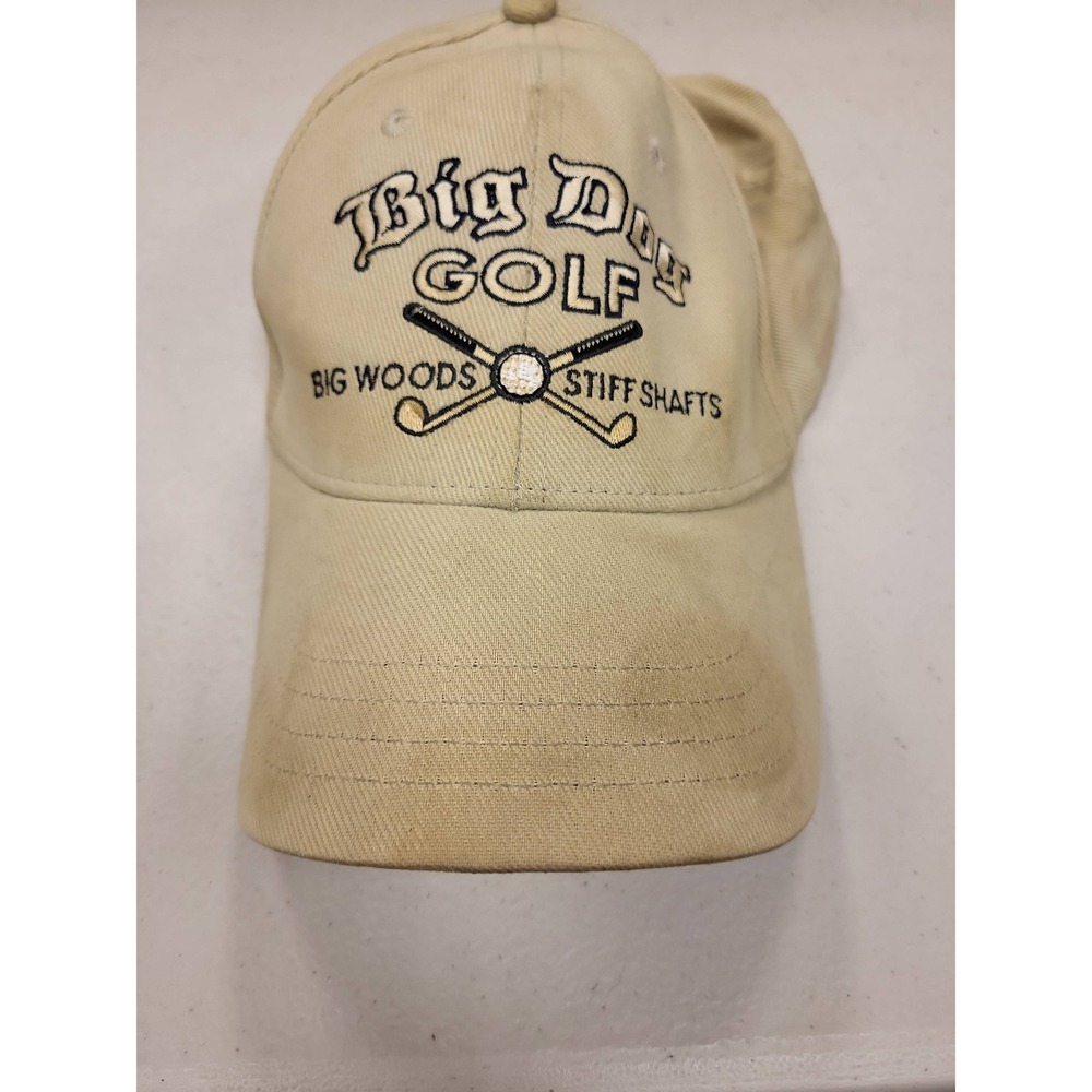 Big Dogs Golf Hat Tan Beige Golfing Cap Big Woods Stiff‎ Shafts Dog Logo